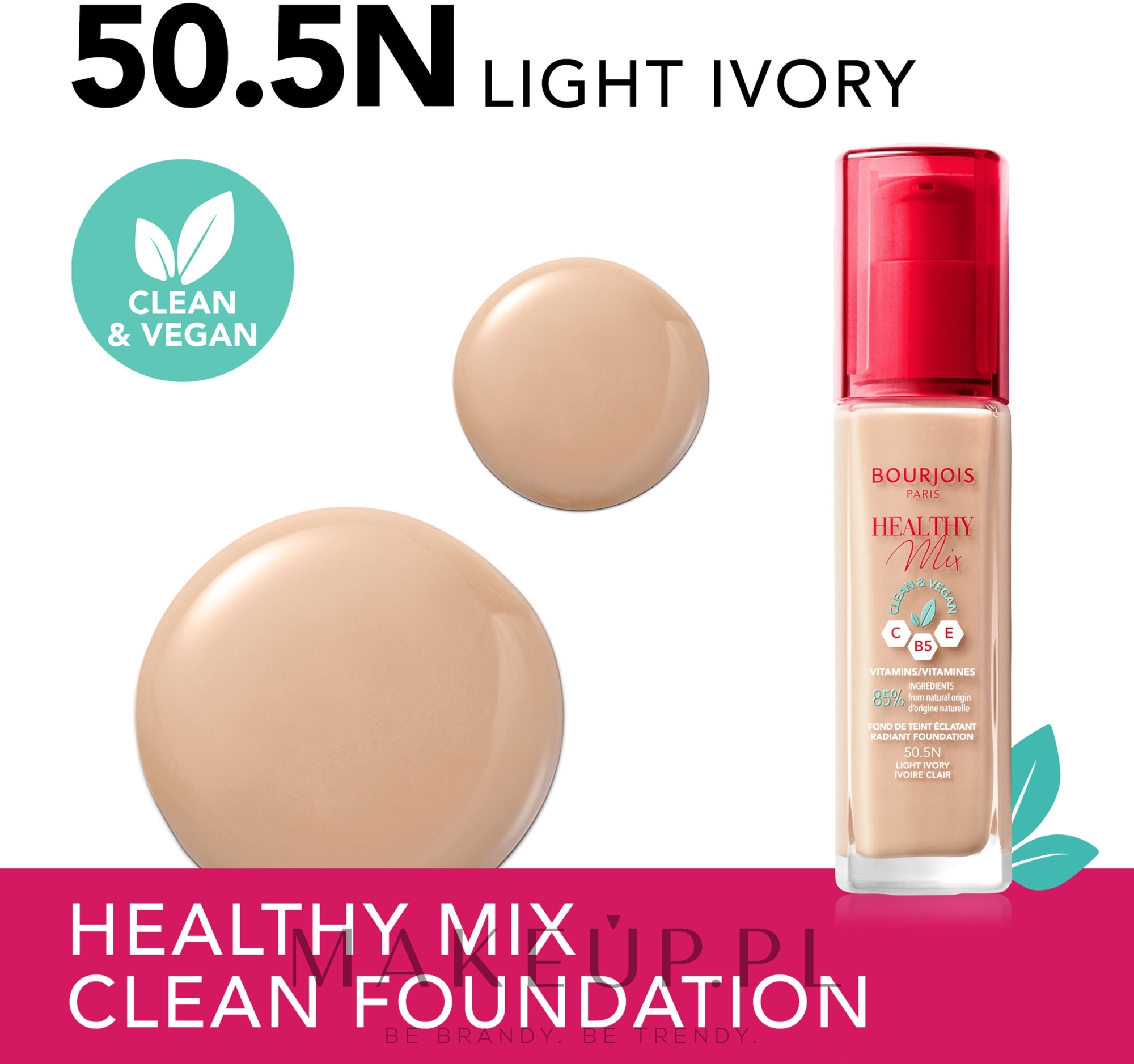 Wegański podkład rozświetlający - Bourjois Healthy Mix Clean & Vegan Foundation — Zdjęcie 50.5N - Light Ivory