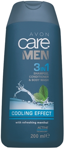 Szampon, odżywka i żel pod prysznic 3 w 1 dla mężczyzn - Avon Care Men 3in1 Shampoo, Conditioner & Body Wash Cooling Effect — Zdjęcie N1
