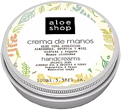 Organiczny krem do rąk z aloesem, olejem migdałowym, opuncją figową i miodem - Aloe Shop Organic Aloe Almonds Oil & Opuntia & Honey Hand Cream — Zdjęcie N1