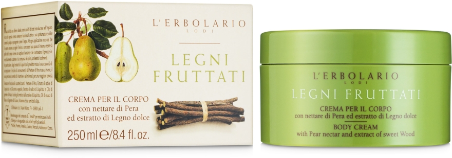 Perfumowany krem do ciała Nektar z gruszki i słodkie drewna - L'Erbolario Legni Fruttati Crema per il Corpo
