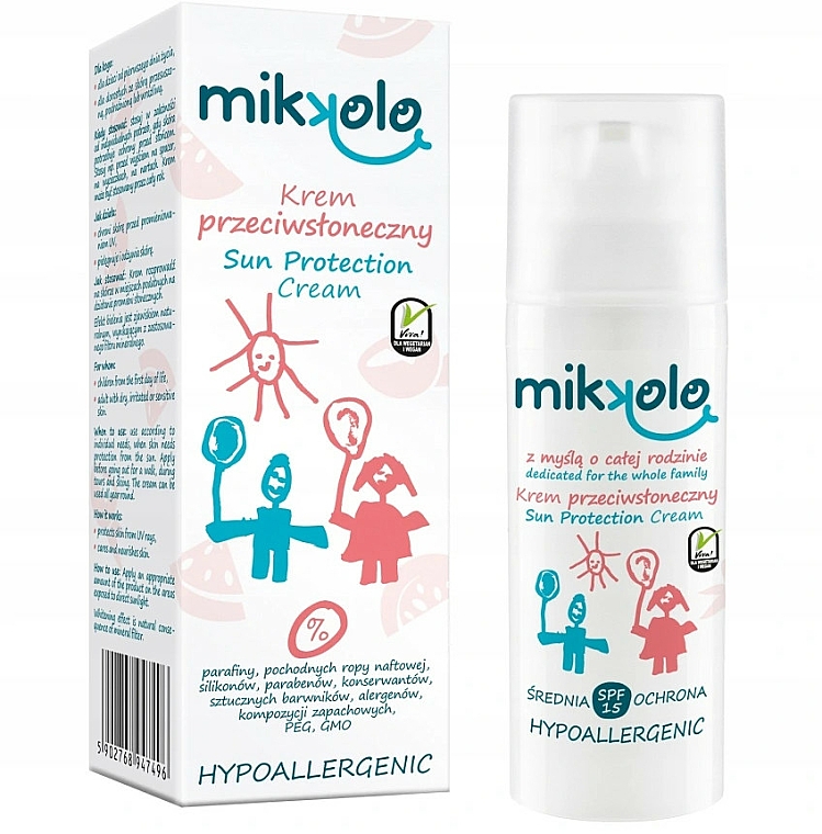 Krem przeciwsłoneczny dla dzieci SPF 15 - Nova Kosmetyki Mikkolo Sun Protection Cream SPF 15 — Zdjęcie N1