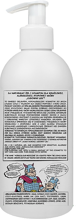 Naturalny żel-szampon 2w1 dla dzieci Cudowna medycyna dla skóry wrażliwej, alergicznej, atopowej - 4Organic — Zdjęcie N2