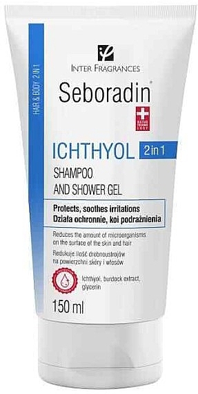 Szampon i oczyszczający żel pod prysznic z ichtiolem 2 w 1 - Seboradin Ichthyol Hair Shampoo and Shower Gel — Zdjęcie N1