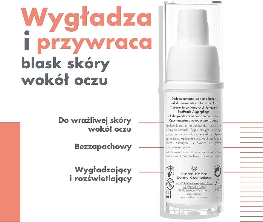 Przeciwstarzeniowy krem do skóry wokół oczu - Avene A-Oxitive Smoothing Eye Contour Cream — Zdjęcie N4