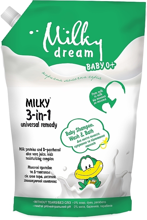 Uniwersalny środek 3 w 1 Do kąpieli, mycia włosów i mycia niemowląt (uzupełnienie) - Milky Dream Baby — Zdjęcie N1