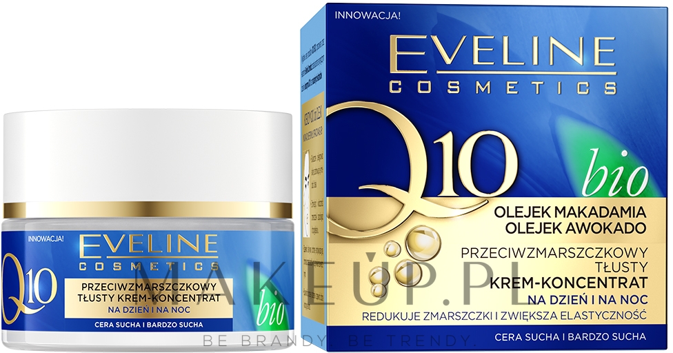 Przeciwzmarszczkowy tłusty krem-koncentrat na dzień i na noc - Eveline Cosmetics Q10 Bio  — Zdjęcie 50 ml
