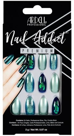 Zestaw sztucznych paznokci - Ardell Nail Addict Premium Artifical Nail Set Green Glitter Chrome — Zdjęcie N1