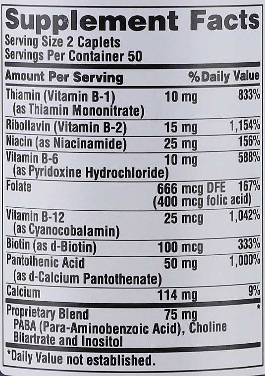 Suplement Witamina B - Puritan's Pride Complete B Complex Vitamin — Zdjęcie N3