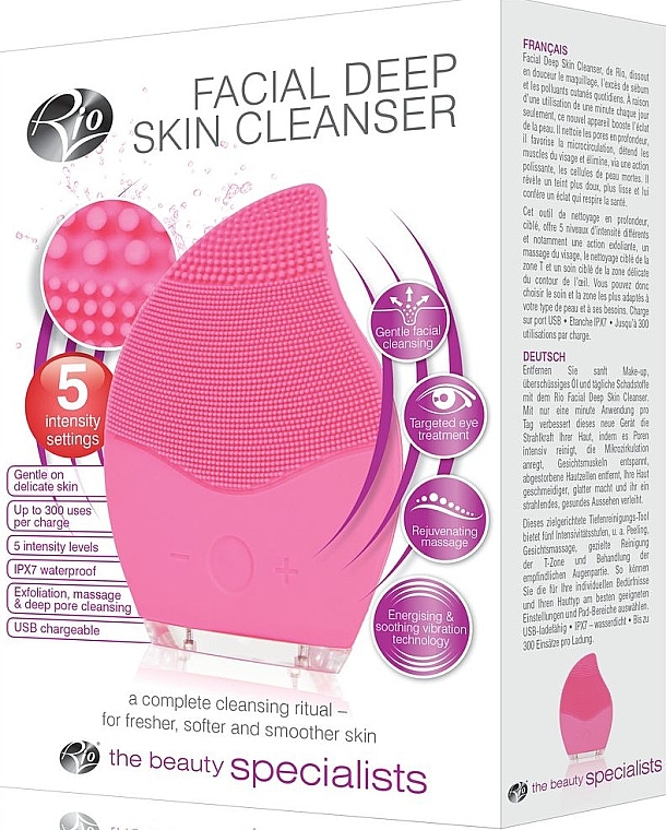 PRZECENA! Szczoteczka do oczyszczania twarzy, różowa - Rio Facial Deep Skin Cleanser * — Zdjęcie N1