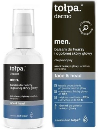 Nawilżający balsam do twarzy i ogolonej skóry głowy dla mężczyzn - Tołpa Dermo Men Face & Head
