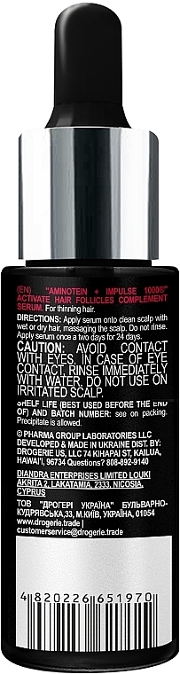 Serum aktywujące mieszki włosowe - Pharma Group Laboratories Aminotein + Impulse 1000 Hair & Scalp Serum — Zdjęcie N2