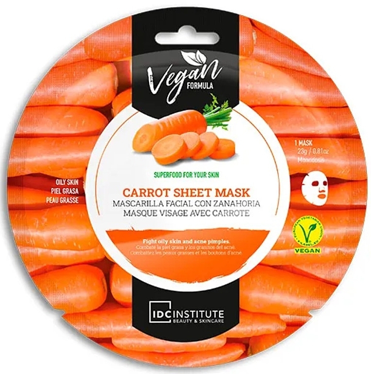 Maseczka do tłustej skóry twarzy - IDC Institute Carrot Sheet Mask  — Zdjęcie N1