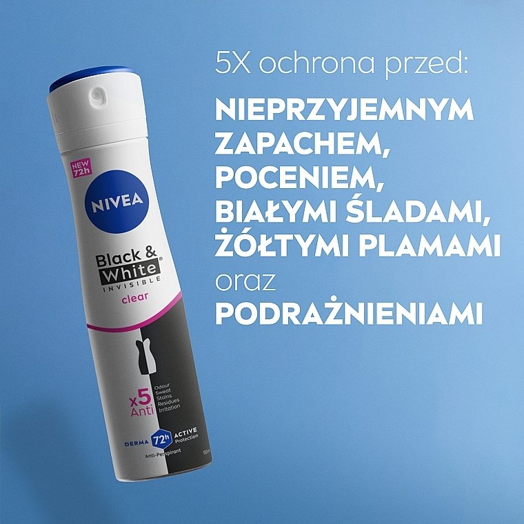 Antyperspirant w sprayu - NIVEA Black & White Invisible Clear — Zdjęcie N5