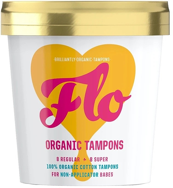 Tampony bez aplikatora, 8+8 szt. - Flo Regular + Super Organic Cotton Tampons — Zdjęcie N1