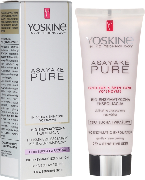 Delikatnie złuszczający peeling kremowy do cery suchej i wrażliwej - Yoskine Asayake Pure Bio Enzym Peeling