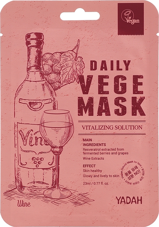 Maska w płachcie do twarzy z ekstraktem z wina - Yadah Daily Vegi Wine Mask — Zdjęcie N1