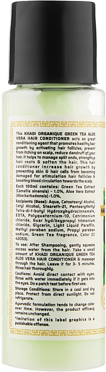 Naturalna ziołowa odżywka ajurwedyczna Zielona Herbata i Aloe Vera - Khadi Organique GreenTea Aloevera Hair Conditioner — Zdjęcie N4
