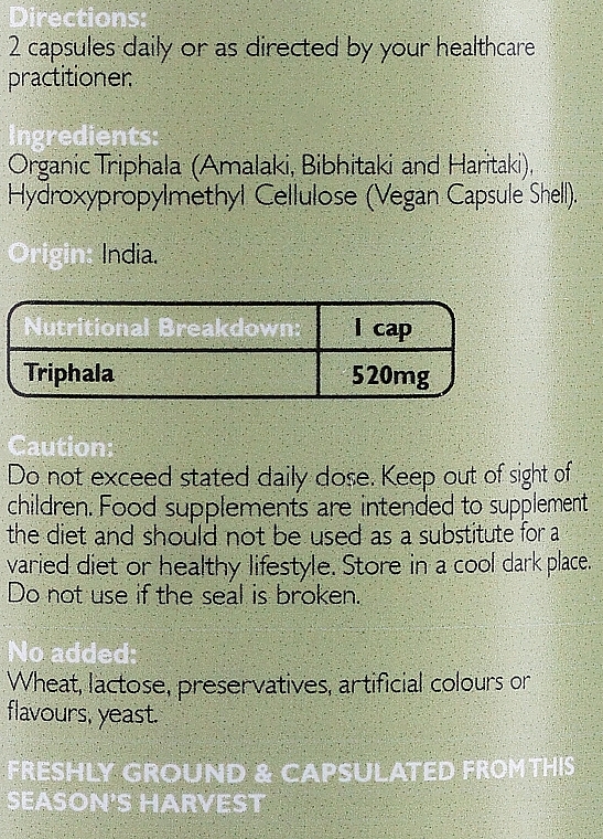 Suplement diety Triphala - Fushi Organic Triphala — Zdjęcie N2