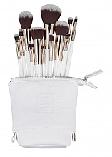 Kup Zestaw 12 pędzli do makijażu + torebka, biały - ILU Basic Mu White Makeup Brush Set