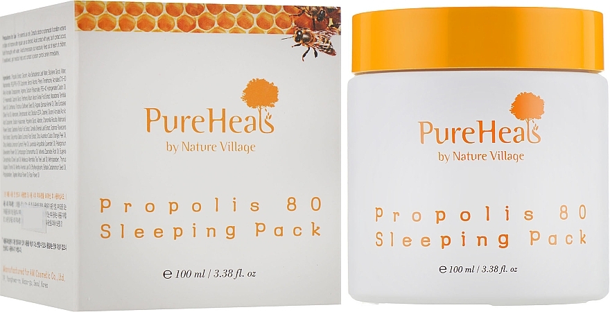 Nawilżająca maseczka do twarzy na noc z ekstraktem z propolisu - PureHeal's Propolis 80 Sleeping Mask — Zdjęcie N1