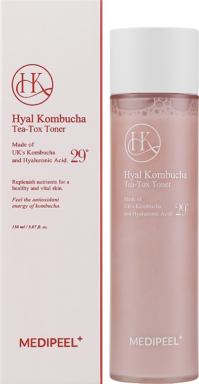 Tonik poprawiający elastyczność skóry twarzy z kombuchą i kwasem hialuronowym - MEDIPEEL Hyal Kombucha Tea-Tox Toner — Zdjęcie N1