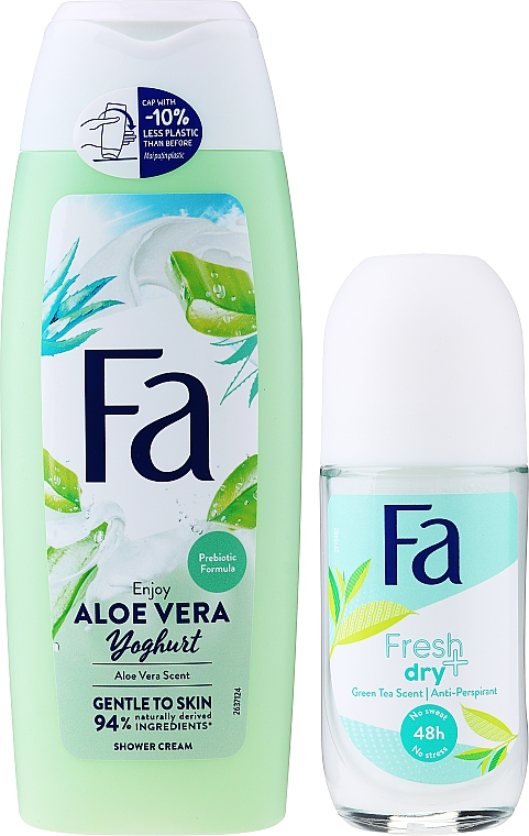 Zestaw - Fa Aloe Vera And Green Tea (deo/50ml + sh/gel/250ml) — Zdjęcie N2