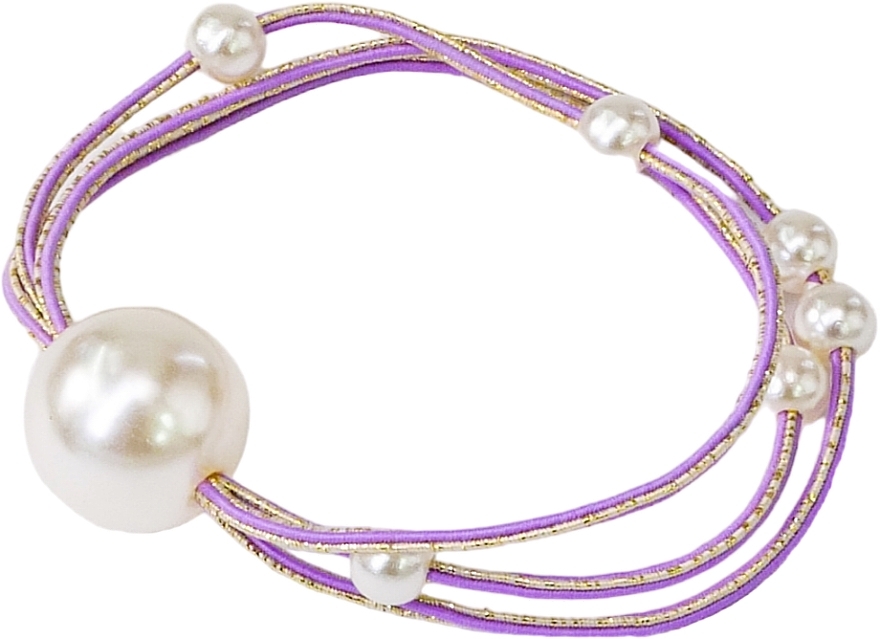 Gumka do włosów z perełkami, fioletowa - Lolita Accessories  — Zdjęcie N1