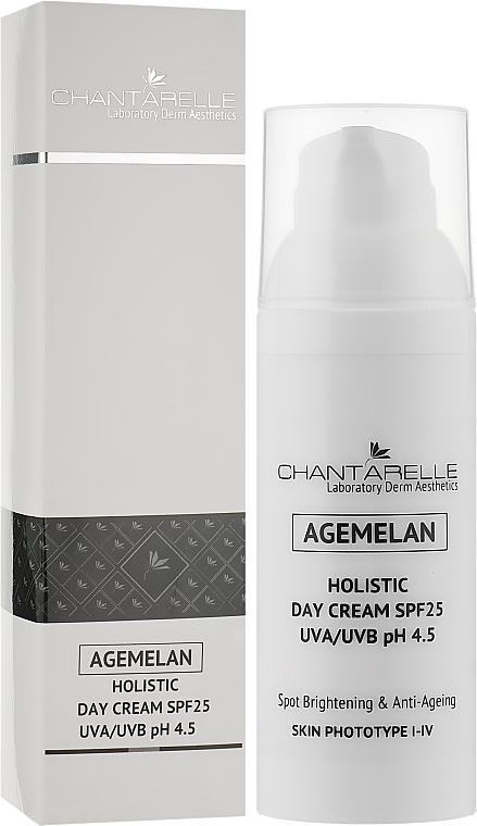 Odmładzający krem rozjaśniający do twarzy na dzień SPF 25 - Chantarelle Agemelan Holistic Day Cream SPF25 UVA/UVB pH 4.5 — Zdjęcie N7