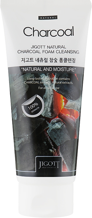 Pianka oczyszczająca z węglem drzewnym - Jigott Natural Charcoal Foam Cleansing — Zdjęcie N2