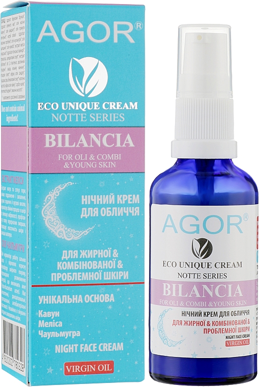 Krem na noc do skóry tłustej i problematycznej - Agor Notte Bilancia Night Face Cream — Zdjęcie N2