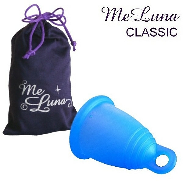 Kubeczek menstruacyjny, rozmiar M, niebieski - MeLuna Classic Menstrual Cup Ring — Zdjęcie N1