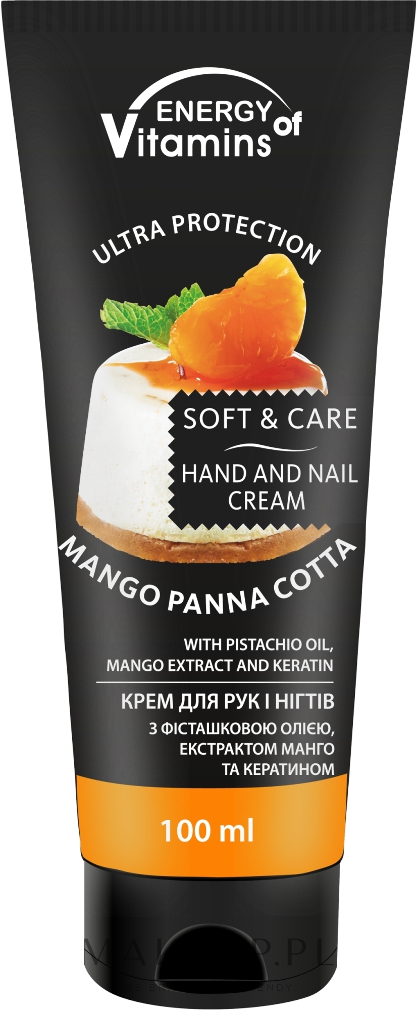 Nawilżający krem do rąk i paznokci - Energy of Vitamins Soft & Care Mango Panna Cotta Cream For Hands And Nails — Zdjęcie 100 ml