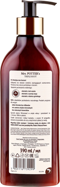 Odżywka do włosów cienkich i wymagających wzmocnienia Potrójna moc korzeni - Mrs. Potter's Helps To Strenghten Triple Root Hair Conditioner — Zdjęcie N2