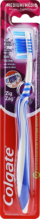 Szczoteczka do zębów o średniej twardości Zigzag, niebiesko-biała - Colgate Zig Zag Plus Medium Toothbrush — Zdjęcie N1