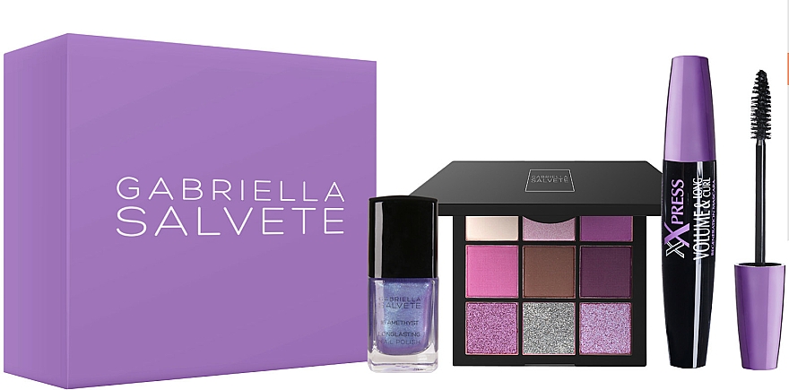 Zestaw - Gabriella Salvete Gift Box Violet (mascara/11ml + eyeshadow/palette/9g + n/polish/11ml) — Zdjęcie N1