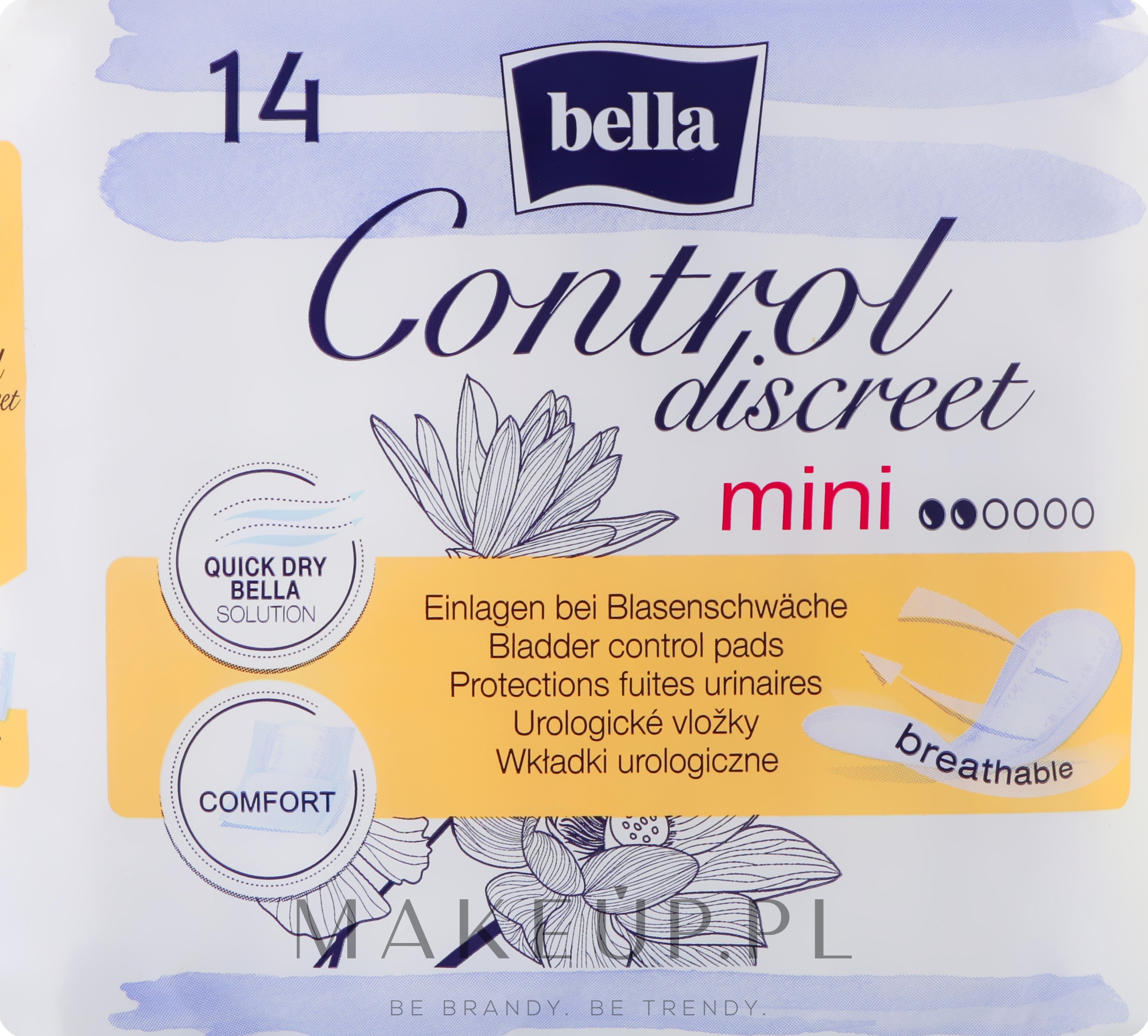Wkładki urologiczne, 14 szt. - Bella Control Discreet Mini Bladder Control Pads — Zdjęcie 14 szt.