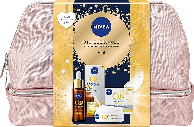 Zestaw - NIVEA Q10 Elegance (day/cr/50ml + f/ser/30ml + bag) — Zdjęcie N1