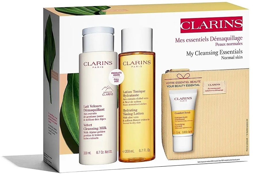 Zestaw - Clarins My Cleansing Essentials Normal Skin (milk/200 ml + lot/200 ml + scr/15 ml + pouch) — Zdjęcie N2