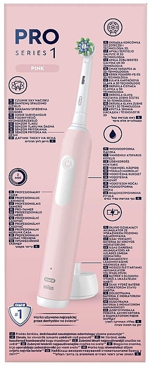 Elektryczna szczoteczka do zębów, różowa - Oral-B Pro 1 Cross Action Electric Toothbrush Pink — Zdjęcie N5
