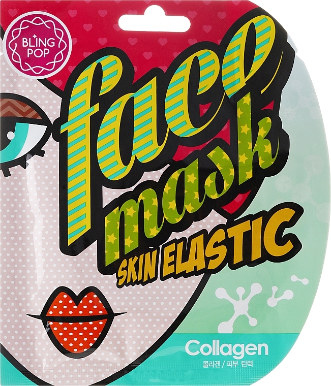 PRZECENA! Nawilżająca maska żelowa w płachcie z kolagenem do twarzy - Bling Pop Collagen Skin Elastic Face Mask * — Zdjęcie N1