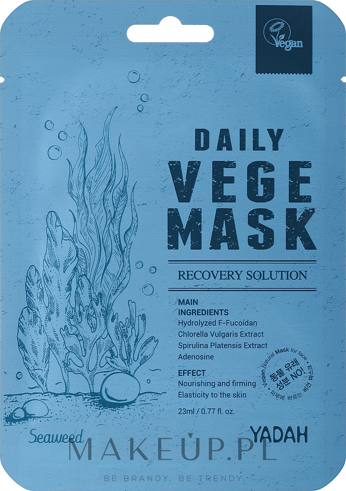 Maska w płachcie z wodorostów - Yadah Daily Vege Mask Seaweed — Zdjęcie 1 x 23 g