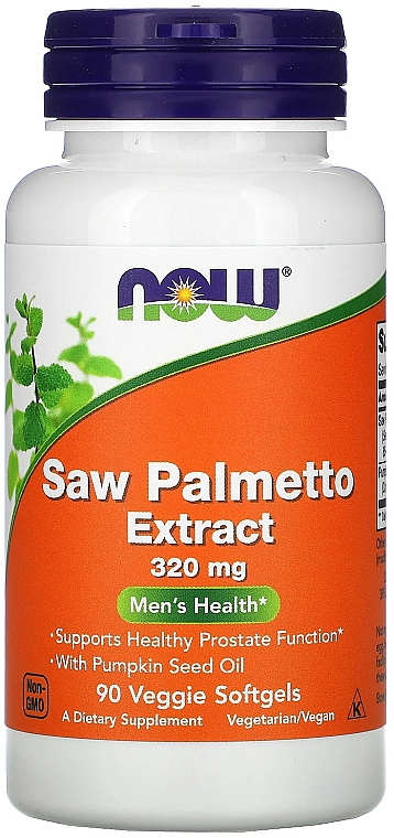 Ekstrakt z palmy sabałowej w żelowych kapsułkach - Now Foods Saw Palmetto Extract with Pumpkin Seed Oil — Zdjęcie N1