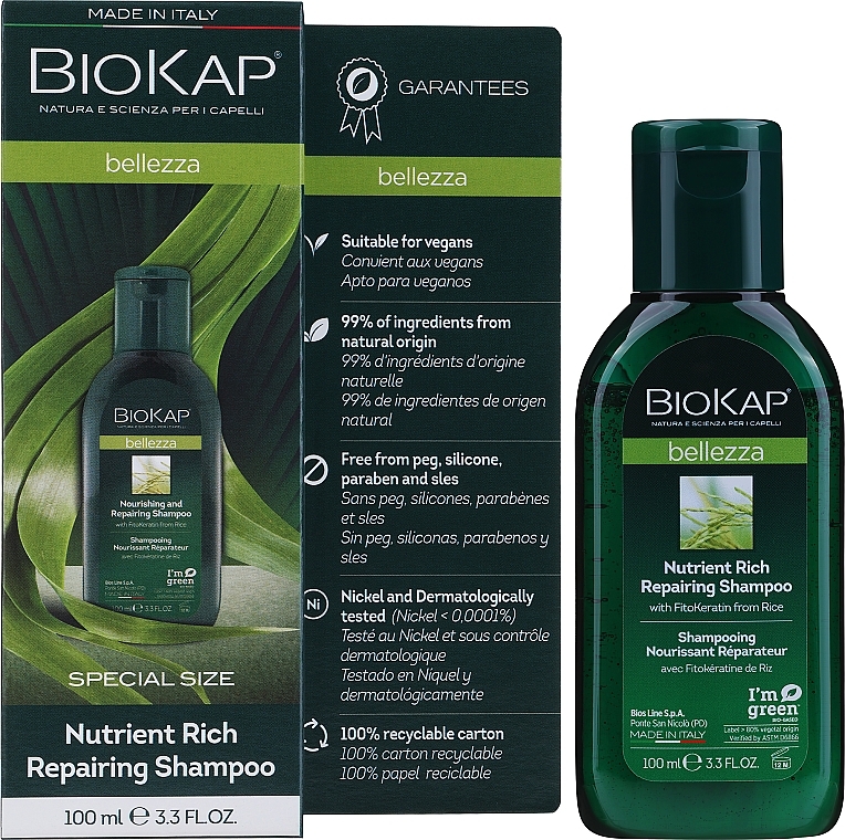 PREZENT! Odżywczy szampon naprawczy do włosów - BiosLine BioKap Nourishing Repair Shampoo — Zdjęcie N1