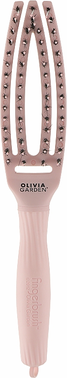 Grzebień do masażu, różowy - Olivia Garden Fingerbrush Combo Pastel Pink Small