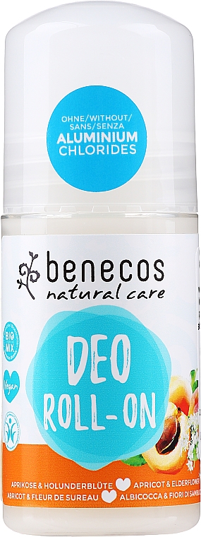 Dezodorant w kulce Morela i czarny bez - Benecos Natural Care Apricot & Elderflower Deo Roll-On — Zdjęcie N1