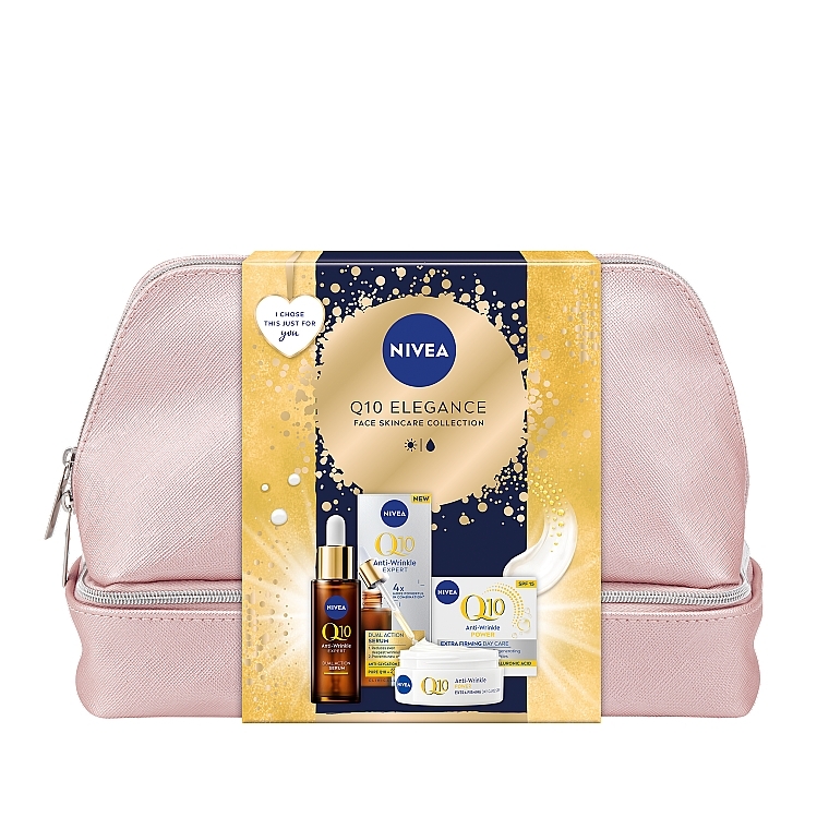 Zestaw - NIVEA Q10 Elegance (day/cr/50ml + f/ser/30ml + bag) — Zdjęcie N1