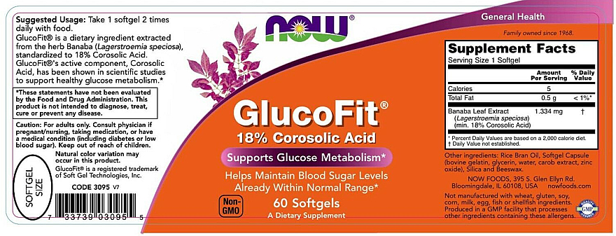 Suplement diety wspomagający metabolizm glukozy - Now Foods GlucoFit — Zdjęcie N2