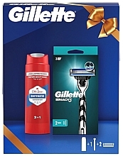 Zestaw - Gillette Mach3 + Old Spice (razor/1pc + sh/gel/250ml + cassette/2pcs)  — Zdjęcie N1