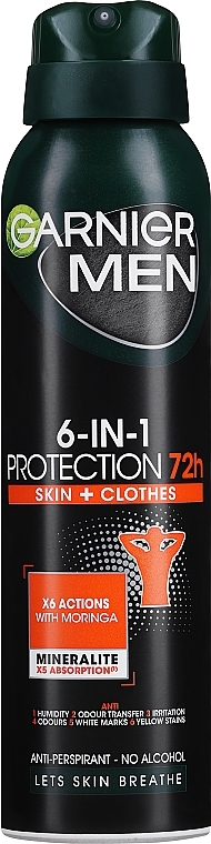 Antyperspirant w sprayu dla mężczyzn - Garnier Mineral Men Deodorant Protection 6