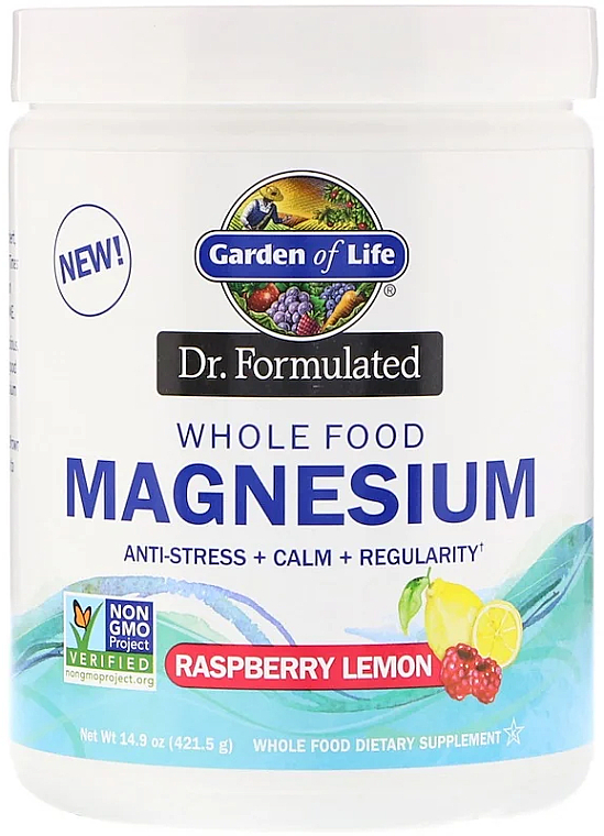 Magnez w proszku o smaku malinowo-cytrynowym - Garden of Life Dr. Formulated — Zdjęcie N2